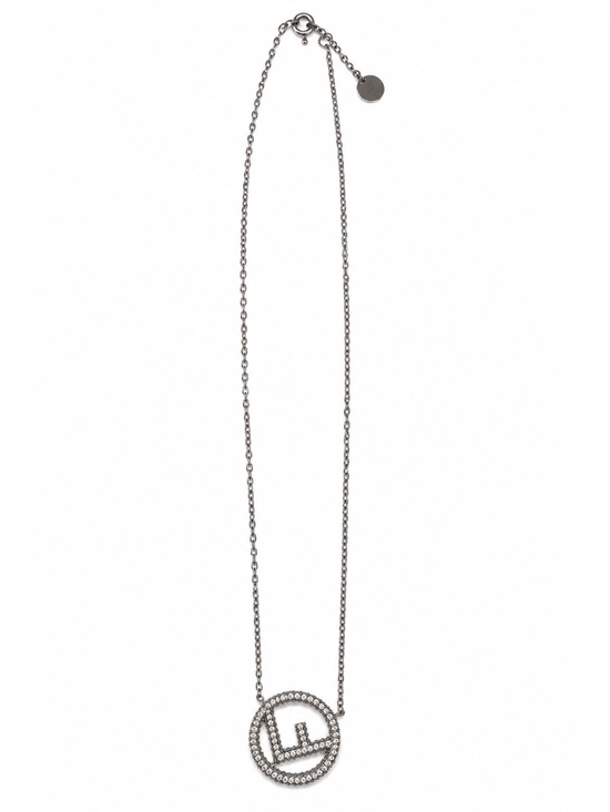 Upcycled Jewelry - Silver-Tone Crystal Monogram Pendant Designer-Inspired Statement Necklace